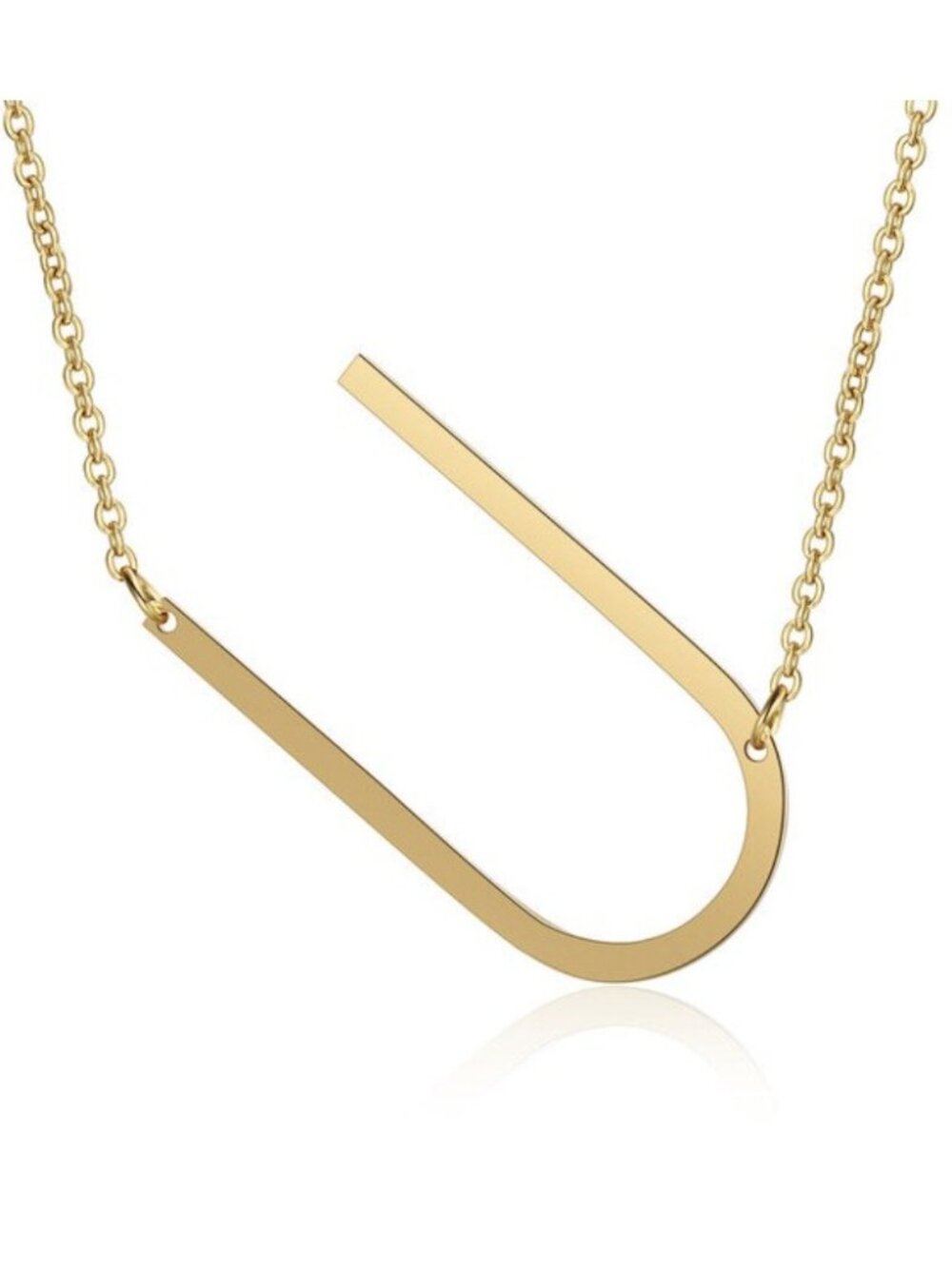 Large Letter "U" 18k Gold Plated Big Initial Name Statement Necklace